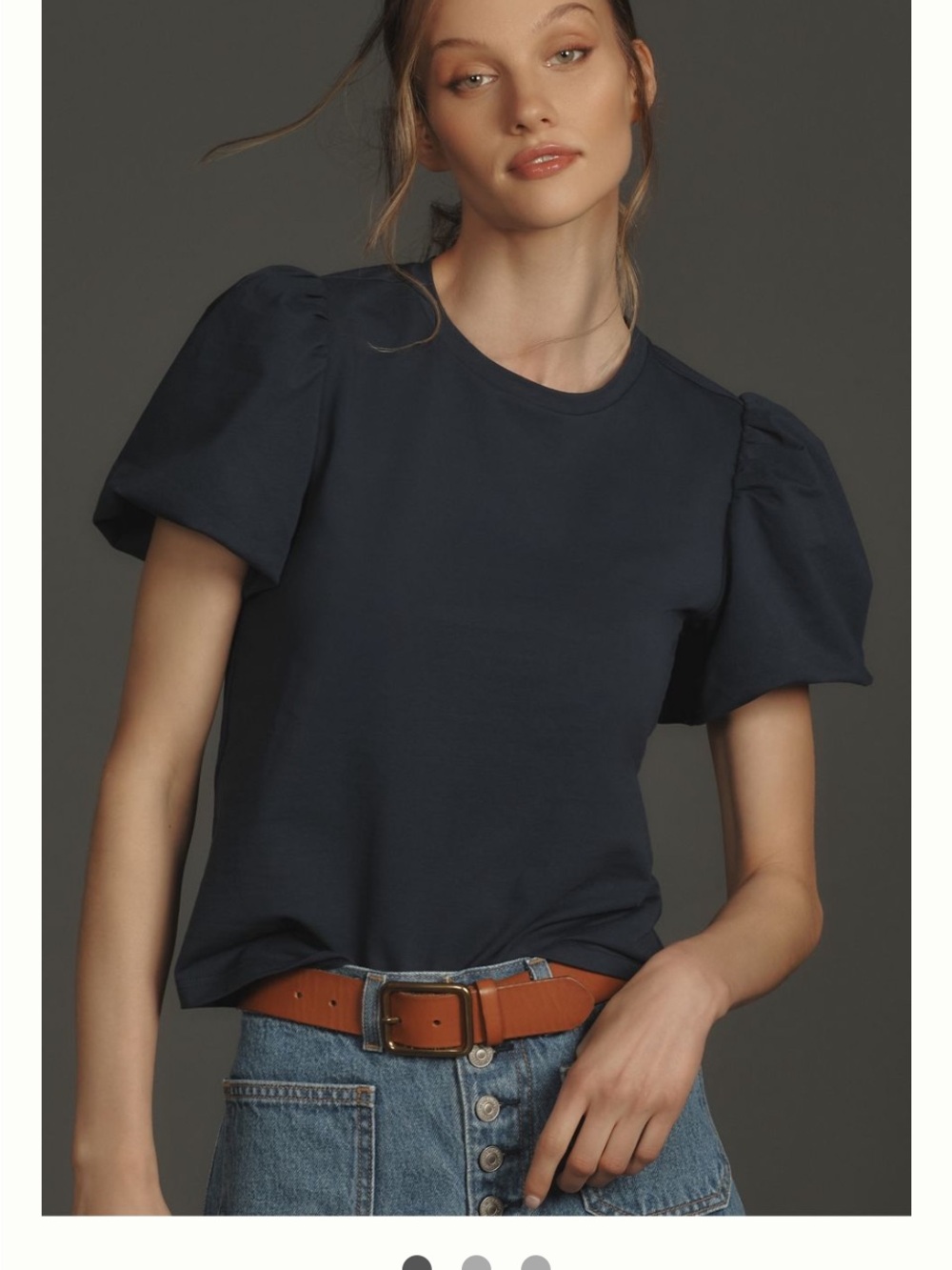 Walter Baker Harley Top Navy Puff Sleeve Short Sleeve Tee NWT XL